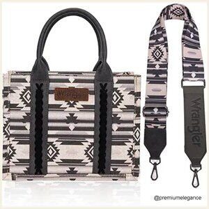 Western Aztec Tote Bag with Detachable Guitar Strap, Durable Canvas